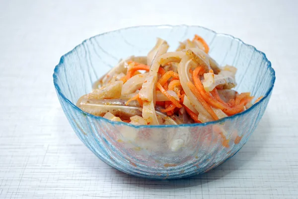 Salat Aus Schweineohren Und Karotten Auf Koreanisch Einem Teller Auf — Stockfoto