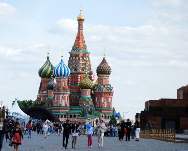 Pokrovsky Katedrali (St Basil Katedrali) Kızıl Meydan'da. Moskova. Rusya.