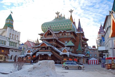 Izmailovo Kremlin soğuk açık kış günü. şehir Moskova. Rusya. Kentsel peyzaj.