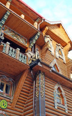 Moskova. Rusya. 16 Şubat 2015. Izmailovo Kremlin cephesinde dekoratif unsurlar.