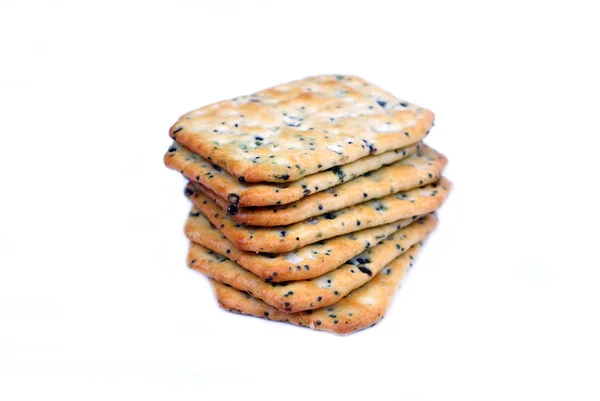 Cookie Cracker Специями Стопка Белом Фоне Isolated — стоковое фото