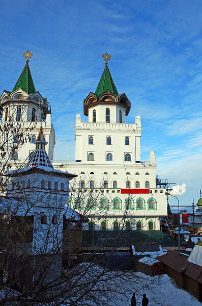 The Izmailovo Kremlin frosty clear winter day. city moscow. Russia. Urban landscape.