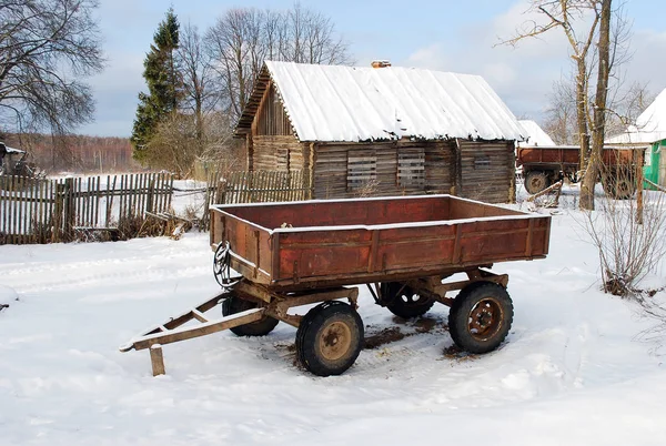 Carro Tractor Invierno Vida Rural Rusia — Foto de Stock