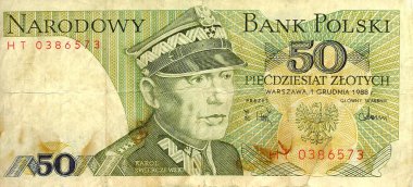 50 zloti 1988 banknot. Polonya