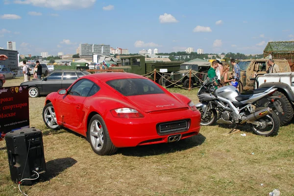 Porsche Rojo Auto Exótica 2010 Tushino Moscú Rusia — Foto de Stock