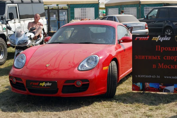 Röd Porsche Auto Exotica 2010 Tushino Moskva Ryssland — Stockfoto