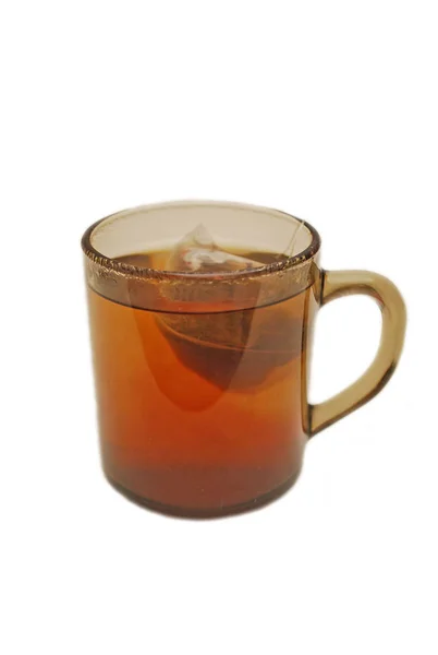 Tasse Schwarzen Tee Isoliert Auf Weißem Hintergrund — Stockfoto
