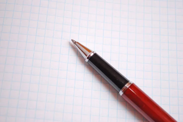 Długopis Arkusz Notebooka Klatce — Zdjęcie stockowe