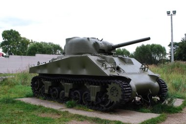 Lenin-Snegirevskie askeri tarih müzesinde Amerikan tankı M4 A2 Sherman. Moskova bölgesi. Istra bölgesi. Rusya.