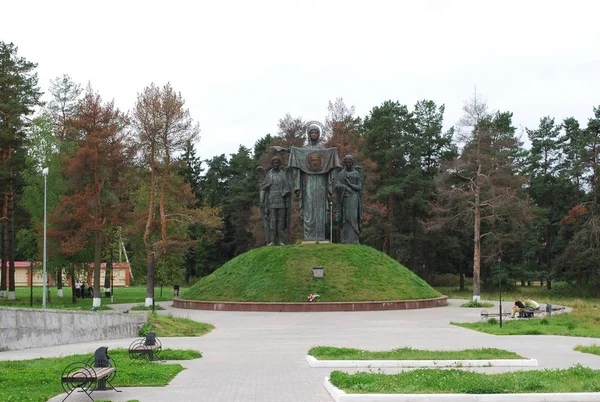 Pomnik Linia Sławy Najświętsza Matka Boża Jest Patroną Świętej Rosji — Zdjęcie stockowe