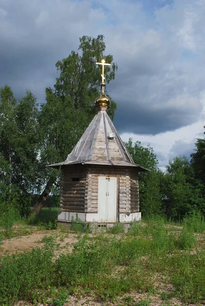 Fából Készült Kápolna Szent Miklós Templom Mellett Mansurovo Falujának Közelében — Stock Fotó