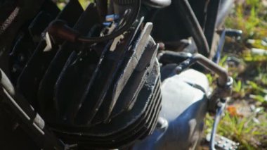 Eski vintage motosiklet yarışmalar için Motorola motosikletler sergisidir. Yakın çekim