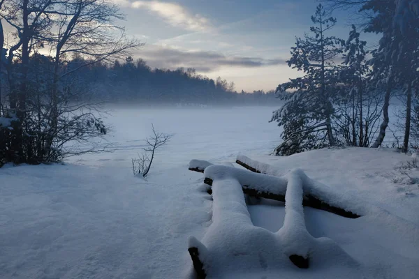 Wunderschöner Winterwald Bei Sonnenuntergang Natur Reisen — Stockfoto