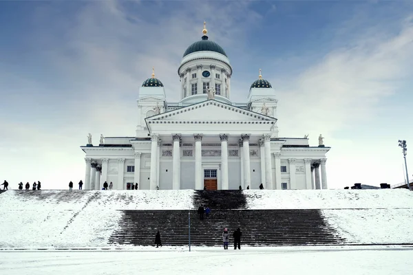 Nicholas Kathedraal Stad Helsinki Finland Het Winterseizoen — Stockfoto