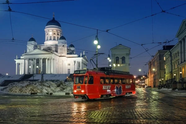 Nicholas Kathedraal Stad Helsinki Finland Het Winterseizoen — Stockfoto