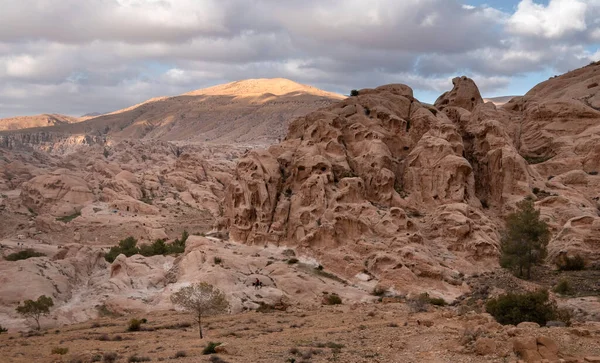 Cliffs Light Limestone Desert Mountains City Wadi Musa Petra National — Stock Photo, Image