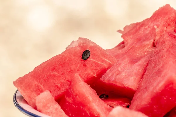 Taze organik kırmızı karpuz, Citrullus lanatus dilim 