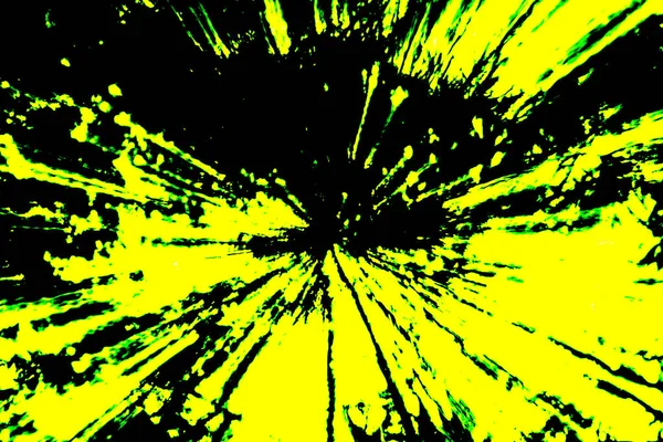 Творческий Абстрактный Фон Напоминающий Всплеск Динамики Черном Зеленом Желтом — стоковое фото