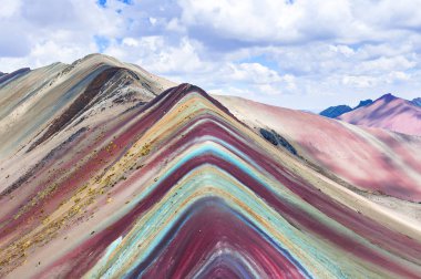 Gökkuşağı dağlar, Cusco, Peru. Vinicunca, Andes, Cordillera de los Andes, Cusco bölge Güney Amerika'da 5200 m. Montana de Colores
