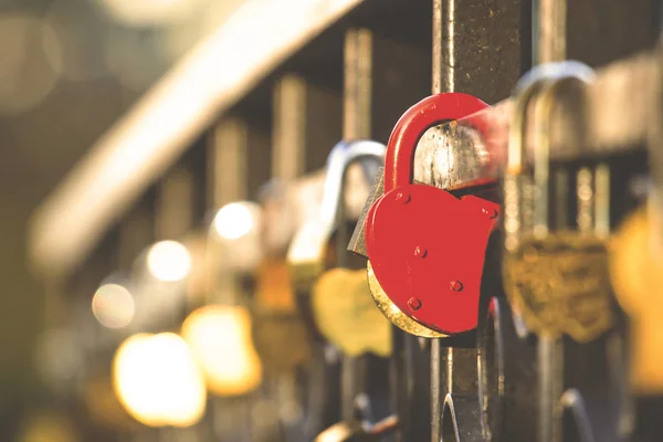 Lås Älskande Par Bro Symbol Retro Tonas — Stockfoto