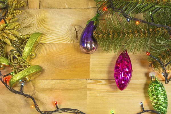 Decorações Natal Uma Placa Madeira — Fotografia de Stock