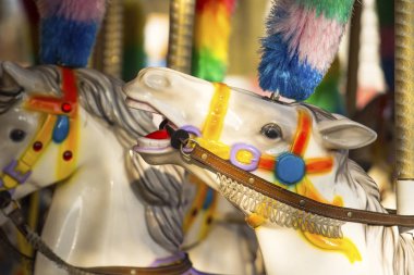 Lunaparktaki bir atlıkarınca üstünde atlar