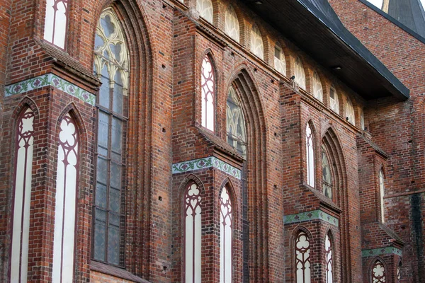 Středověká Gotická Okna Cihlové Zdi — Stock fotografie