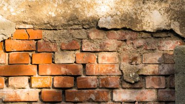 eski yıkık kırmızı tuğla duvar arka plan, doku