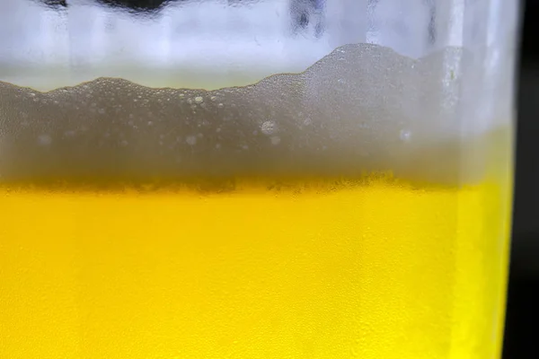 Big Glass Golden Beer Close Background — Stock Photo, Image