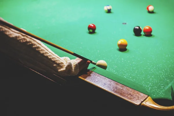 Person Plays Billiards Retro Toned — Stock Photo, Image