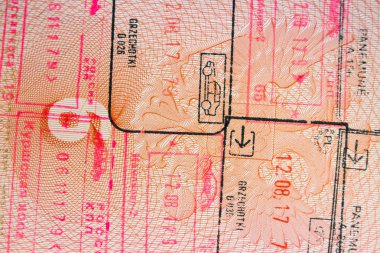 yabancı pasaport pulları, arka plan ile sayfa