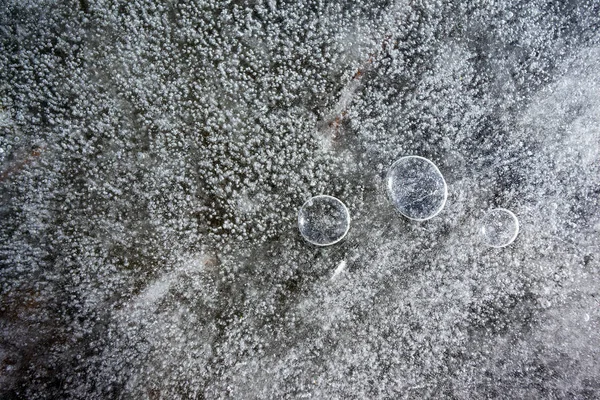 Superfície Gelo Com Bolhas Fundo Textura — Fotografia de Stock