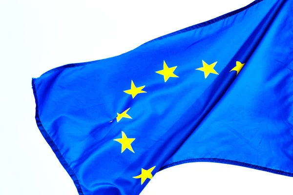 Vlag Van Europese Unie Ontwikkelt Wind — Stockfoto