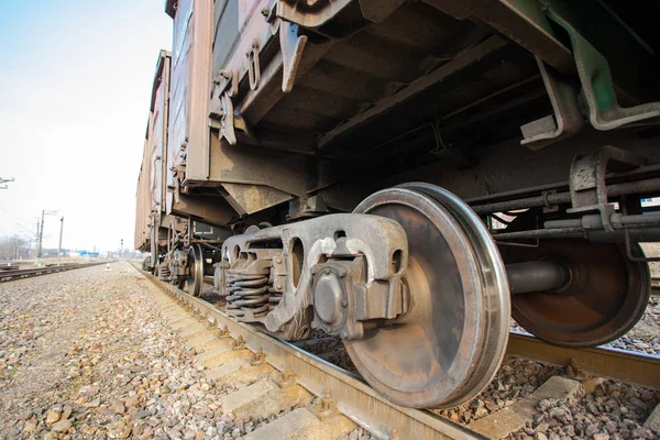 Räder Von Güterwaggons Aus Metall — Stockfoto