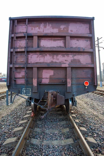 End View Metal Freight Car — Stock Photo, Image