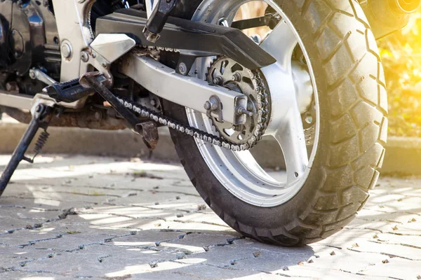 Chain Rear Wheel Motorcycle Toned — Stock Photo, Image