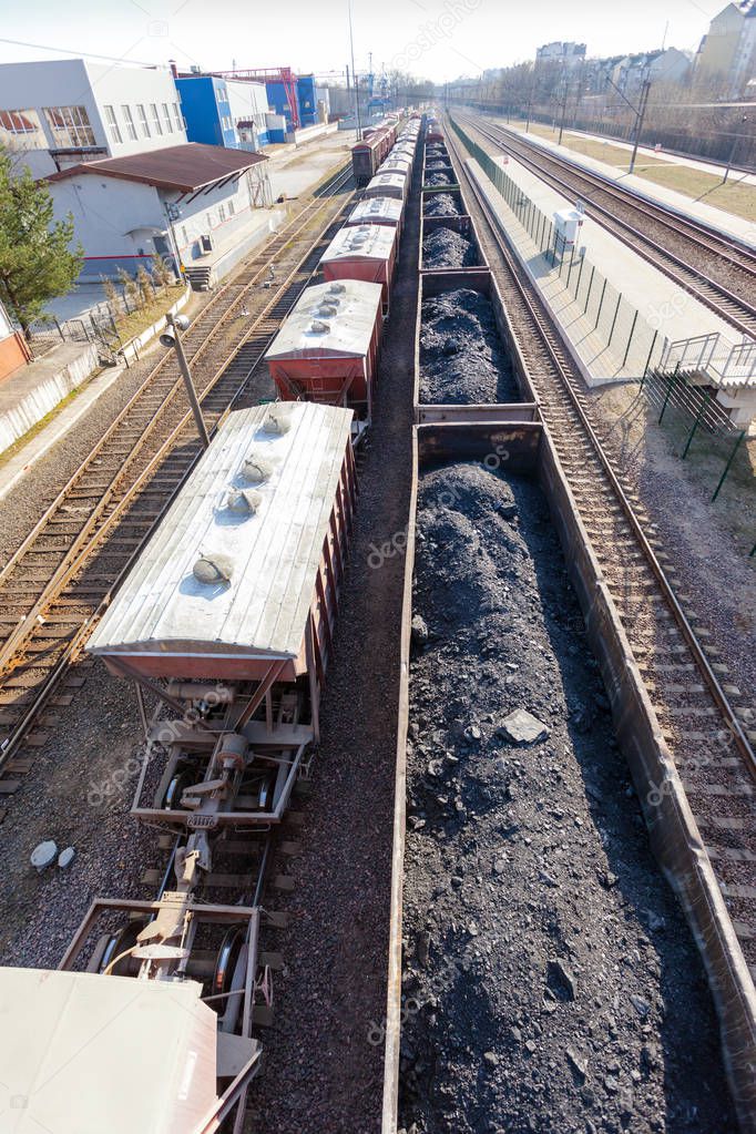 long train loaded with coal train