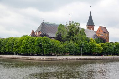 Eski güzel Gotik katedral kilise pregola Nehri üzerinde