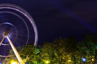 uzun pozlama üzerinde bir gece parkta bir dönme dolap