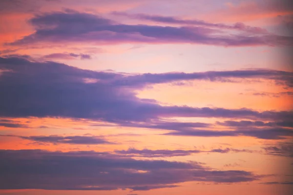 Oranje Paarse Zonsondergang Hemel Met Wolken — Stockfoto