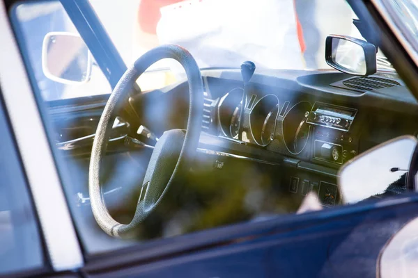 Steering Wheel Instrument Panel Retro Auto — Stock Photo, Image