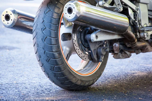 Wheel Sports Motorcycle Wet Asphalt — Stock Photo, Image