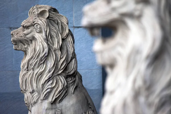 Sculpture Head White Lion — Stock Photo, Image