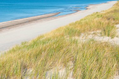 parlak güneşli bir günde güzel vahşi kumlu plaj