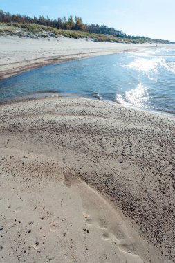 parlak vahşi plaj beyaz kum mavi deniz, Curonian Spit Milli Parkı