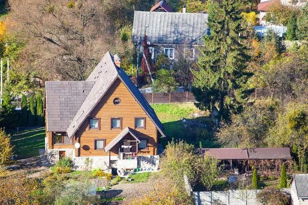 Small Cozy Wooden House Plot Village — Stock Photo, Image