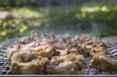 Barbekü üzerinde pişmiş tavuk