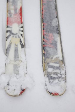 Twintip karda yalan ilginç kayak. Serbest stil kayak slopestyle
