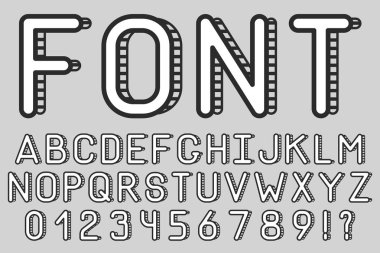 El Modern latin alfabesi, büyük harfler, semboller çizin. Yazı tipi.