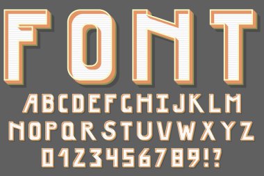 Retro el Modern latin alfabesi, büyük harfler, semboller çizin. Yazı tipi.